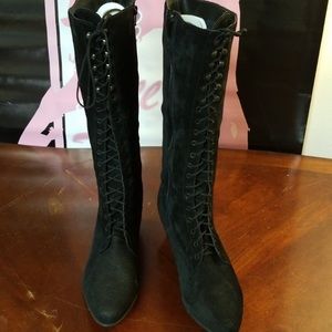 Never worn vintage suede granny boots